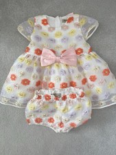 Hucklebones London Baby Mädchen Blumen Anlass Kleid & Unterhose 18M Hochzeit Party Baby-Kleid price