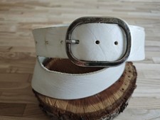Echt Leder Gürtel Weiß Breit Große Schnalle Sam Brown Damen Belt Jeans Vintage Damen-Belt price