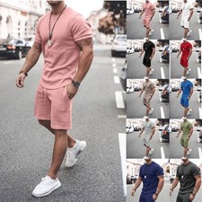 2pcs/set Herren Sommer Outfit Jogginganzug Kurzarm T-Shirt+Shorts Sweatshirt DE T-Hemd & Sweatshirt (Outdoor) price