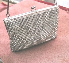 Vintage 14/12 cm silberne Strass-Abendtasche Clutch im eleganten Vintage-Stil. Clutch Tasche price