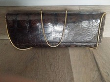 Clutch Damen Tasche Leder Vintage Mit Goldene Kette Kroko Clutch Tasche price