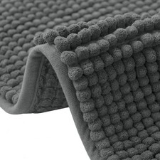 Badematte Badezimmerteppich Chenille Rutschfest Waschbar Saugfähig Grau 40x60cm Badezimmer-Teppich price