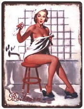 Blechschild Bathroom Frau im Handtuch Deko Schild Aufschrift Dekorations 25 x 33 Bath Handtuch price