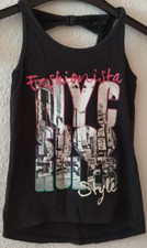 C&A here+there Mädchen Tanktop-Motiv-Glitzer Gr.122/128 schwarz Mädchen-Tank Top price