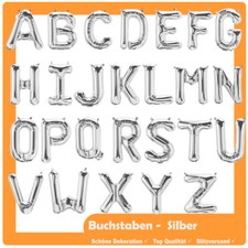 Buchstaben Folienballons 40, 80, 100 cm Silber A -Z Luftballon Geburtstag Party Geburtstag & Party price