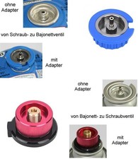 Gaskartuschen Adapter Bajonett- zu Schraubventil oder Schraub-zu Bajonettventil Kartuschen price