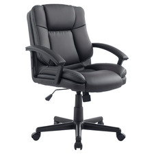 HOMCOM Drehstuhl Chefsessel Bürostuhl Mid Back PU Leder Stuhl mit Armlehne, Schwarz Executive Chair price