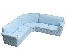 Puppenhaus Baby Blau Ecksofa 5 Sitzer Stoff Modern Wohnzimmer Möbel Corner Sofa / Set price