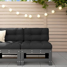 Ecksofa Grau Massiv Kiefer 63,5x63,5x60 cm Modular Outdoor Sitz mit Kissen Set Corner Sofa / Set price