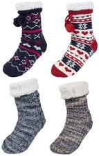 Damen Luxus Hausschuhe Socken gefüttert Hausschuhe Booties Fairisle Weihnachtsgeschenk S-M M-L Damen-Hausschuhsocken price
