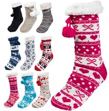 Damen Fleece Fell gefütterte Hausschuhe Socken Thermo Mädchen rutschfeste Hausschuhe Booties Damen-Hausschuhsocken price