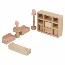 Holz Puppenhaus Möbel Sets Wohnzimmer Schrank Couch Sofa Tisch Lampen Spielzeug Living Zimmer & Lounge Set price