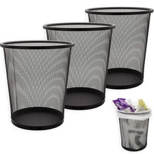 Papierkorb Metall, Büro Abfalleimer, 12L, Schwarz, 3 Stück, pulverbeschichtet Büro-Abfalleimer price