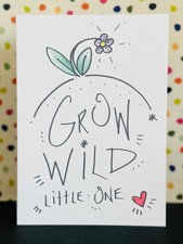 Grow Wild Little One - lila Blume und Herz - Grußkarte und Umschlag Envelope price
