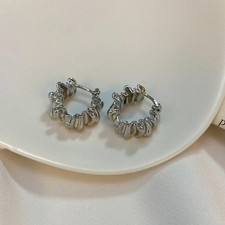 Metal Huggie Earrings Crinkle Irregular Hoop Geometric Gold Silver Minimalist Silver Earrings price
