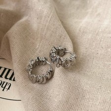 Irregular Wavy Pleated Earrings For Women Retro Trendy Metal Ear Studs Simple Silver Earrings price
