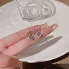 1Pair Elegant Shiny Zircon Non Piercing Earrings For Women Daily Jewelry Gift Silver Earrings price