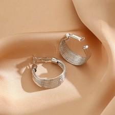 1Pair Exaggerated Metal Geometric C Shaped Earrings Simple Personality Earrings Silver Earrings price