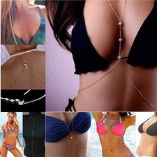 Körperkette Bikini Kette Stars Body Körperschmuck Crossover Sexy Perlen Strass Körperkette price