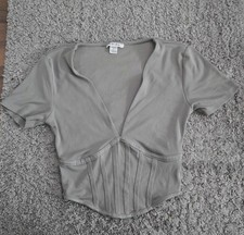 Damen Corset Top Low Cut Beige/Grau – figurbetontes Oberteil mit V-Ausschnitt Damen-Corset price