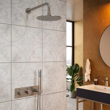 Unterputz Thermostat Duschset 200 mm Regenkopf Handbrause Nickel gebürstet Shower Set price
