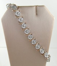 .925 Sterlingsilber Diamant Armband mit Roségold zweifarbig Cluster natürlich 8" Diamond Bracelet price