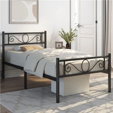 Metallbett Bettgestell Einzelbett/Doppelbett Gästebett Bettrahmen mit Lattenrost Bettgestell price