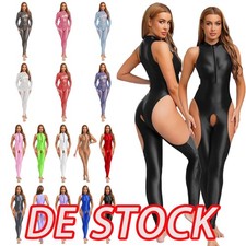 DE Damen Glänzende Bodystockings Glossy Bodysuit Jumpsuit Wetlook Catsuit Damen-Bodysuit price