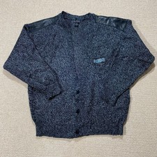 VINTAGE Florenzi Collection Strickjacke Herren Medium 90er Leder Patches bestickt Herren-Cardigans price