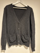 Herren Invicta grau 100 % Lammwolle Strickjacke Pullover Größe Large - Knopfleiste Herren-Cardigans price