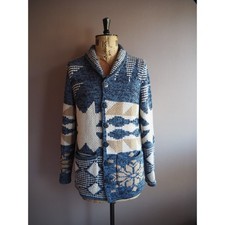 Joe Browns Strickjacke Herren Gr. M Blau Azteken Southwestern Schalkragen Wolle Strick Herren-Cardigans price