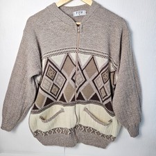 Vintage Fab Strickjacke Herren Large Strick Reißverschluss Größe Acryl Herren-Cardigans price