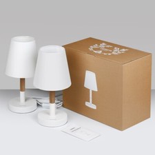 [2er Set] Nachttischlampe LED  aus Holz, Tischlampe für Schlafzimmer Wohnzimmer Babyzimmer Nachttisch price