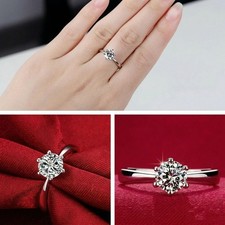 Damen Runde Ringe Versilbert Ring Band Zirkonia Mode Größe K L N P S Silver Ring price