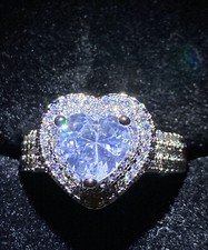 ELEGANZ STIL VALENTIN HERZ CLUSTER RING ERSTELLT CZ SILBER GRÖSSE S. (60) (9) Silver Ring price