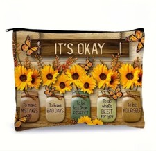 1x Kosmetiktasche Damen Leinwand Make-Up Zipper Tasche Kulturbeutel Sonnenblumen Makeup Tasche price