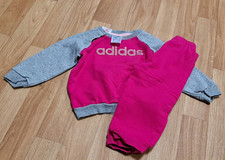 adidas Baby Trainingsanzug Set 2-tlg Sweatshirt & Hose rosa/grau Gr. 80 Baby-Training Hosen price