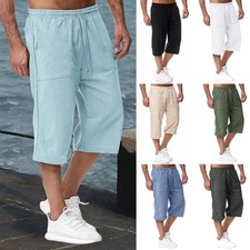 Herren Baumwoll-Leinen3/4Shorts Capri Hose Bermudas Kurze Hosen Stoffhose Sommer Shorts & Capri (Outdoor) price