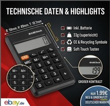 Mini Taschenrechner BASETech | 8 Ziffern | Büro, Schule, Alltag | Neu Taschenrechner price
