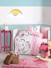 Baby Bettwäsche Set Unicorn Rosa 100x150 cm 100% Baumwolle Ranforce Baby & Kids' Zimmer-Set price