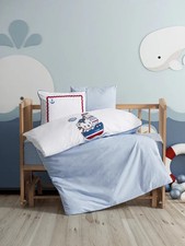 Baby Bettwäsche Set Bestickt Blau 100x150 cm 100% Baumwolle Ranforce Baby & Kids' Zimmer-Set price