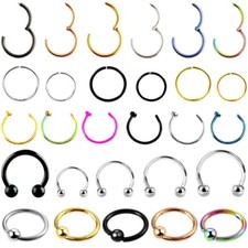 NASENPIERCING NASENRING PIERCING EDELSTAHL RING SEPTUM BCR HUFEISEN FAKE CLICKER Herren-Ring price