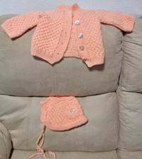 Mädchen Strickjacke Pullover Mütze Strick 68 72 Mädchen-Strickjacke price