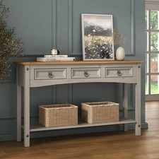 Corona Konsolentisch 3 Schubladen Flur grau massiv mexikanisches Kiefernholz Wachs Console Möbel price