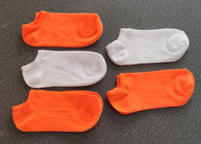Mädchen kurze Socken Sneakersocken 5 Paar neonorange weiß NEUWARE Mädchen-Socken price
