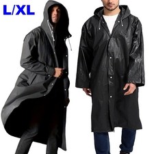 Herren Regenmantel Wasserdicht Regen Jacke Mantel Windjacke Kapuze schwarz L/XL Herren-Regenmantel price
