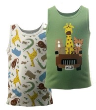 Kinder 2er Pack Unterhemden Jungen Tank Top Safari Tiere 100% Bio-Baumwolle Jungen-Tank Top / Unterhemd price