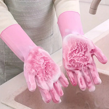 1 Paar Silikon Spülhandschuhe Wasserdicht Küche Reinigung Magic Handschuhe Links Küchen-Glove price