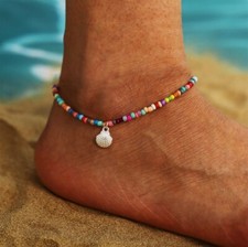 Fußkette Fußkettchen Kette "Hippie" Muschel in Silber -Moderner Modeschmuck NEU Fußkettchen price