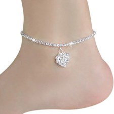 Fußkettchen Fußkette Kette "GLITZERHERZ" in Silber - Moderner Modeschmuck NEU Fußkettchen price